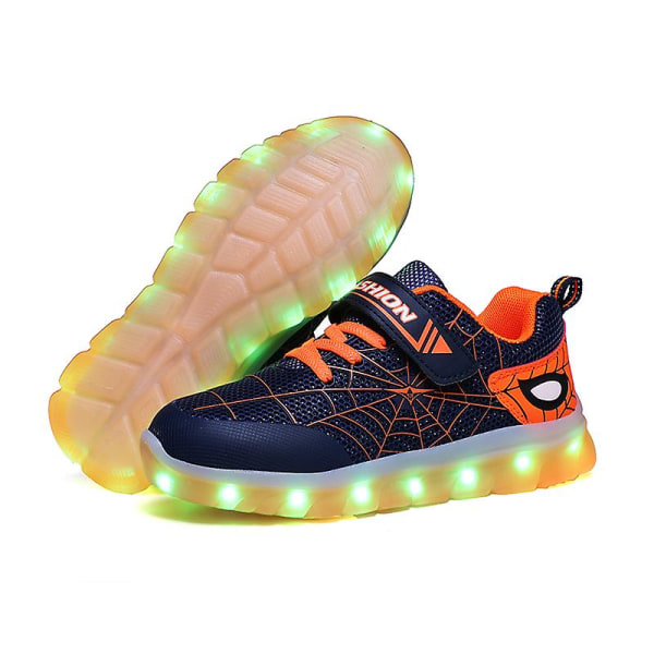 Barnsneakers Led Flash Skor Mode löparskor 807 DarkBlue 28