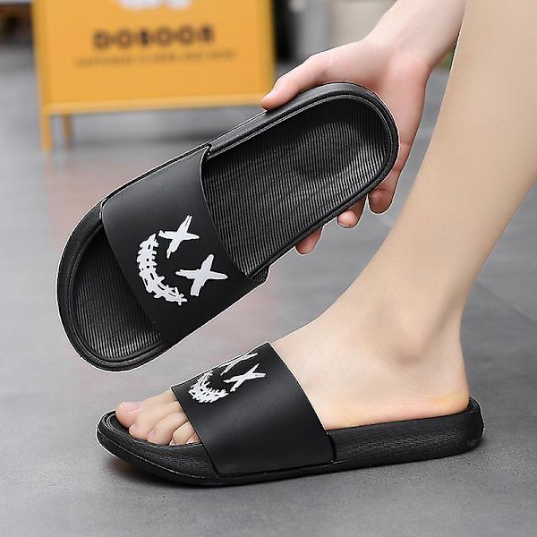 Strandtofflor för män Modesandaler Utomhus Halkfria inomhusskor 3Bk006 BlackWhite 41