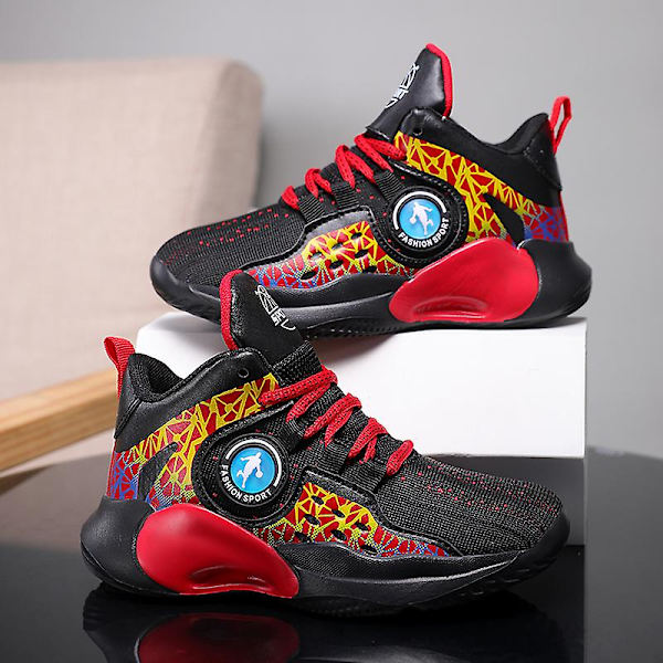 Barn Basketskor Andas Sneakers Trendiga Casual Skor Löparskor Yj9602 BlackRed 31