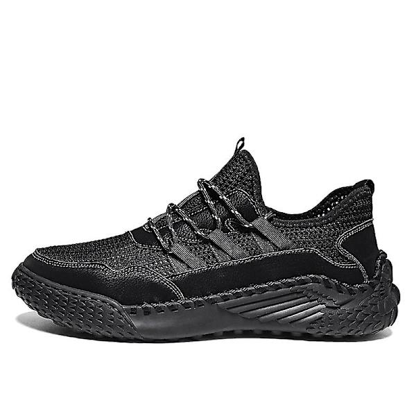 Promenadskor för män Andas Flying Woven Mesh joggingskor Halkfria sneakers 3C9902 Black 41