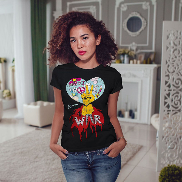 War Love Peace Rasta Women Blackt-shirt M