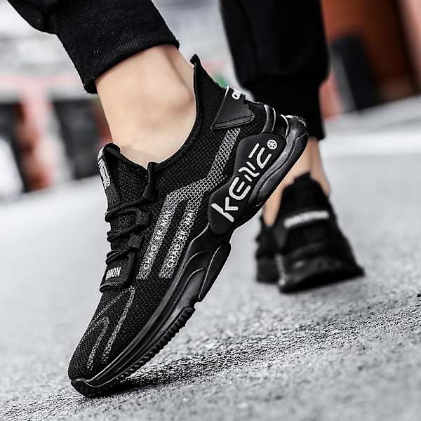 Herrsneakers löptennisskor Lättviktsventilerande Sport Athletic 3Dk219 BlackWhite 39