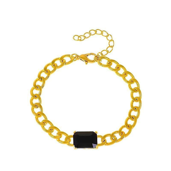 Enkelt Länkkedja Armband Mode Kubanska Kedjearmband Utsökt Dam Grön Zirkon Metallsmycken