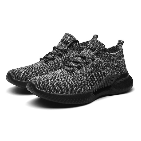 Sneakers för flugvävning för män Andas löparskor Mode sportskor 3A197 Gray 43