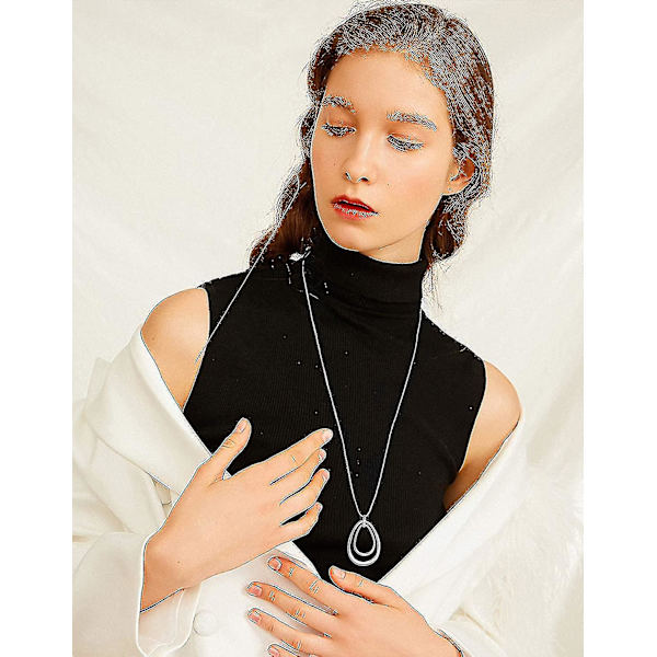 3st Långt hängande halsband kompatibelt med kvinnor Circle Knot Tofs Halsband Tröja Chain Statement Halsband Set