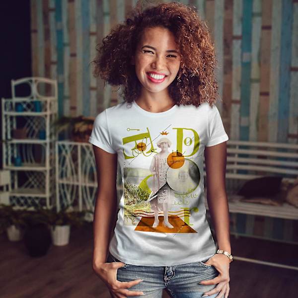 Art Queen Mosaic Whitet-shirt för kvinnor XL