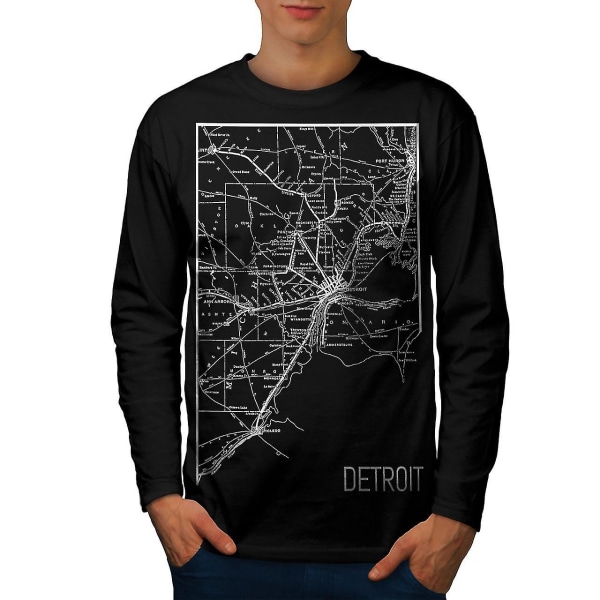 Karta Street Detroit Men Blacklong Sleeve T-shirt L