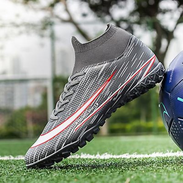 Fotbollsskor för män med klots Andas fotbollsskor Ankel för utomhuslöpning promenader Atletisk-svart Grey 44