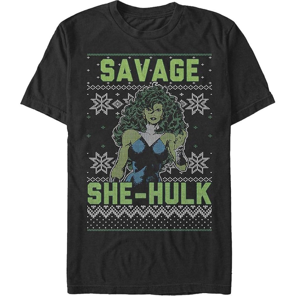 She-Hulk Ugly Faux Knit Marvel Comics T-shirt L