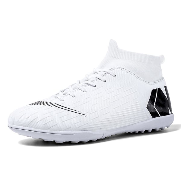 Fotbollsskor för män Halkfria fotbollsskor för herr, Gräs Fotbollssneakers 888A White 44