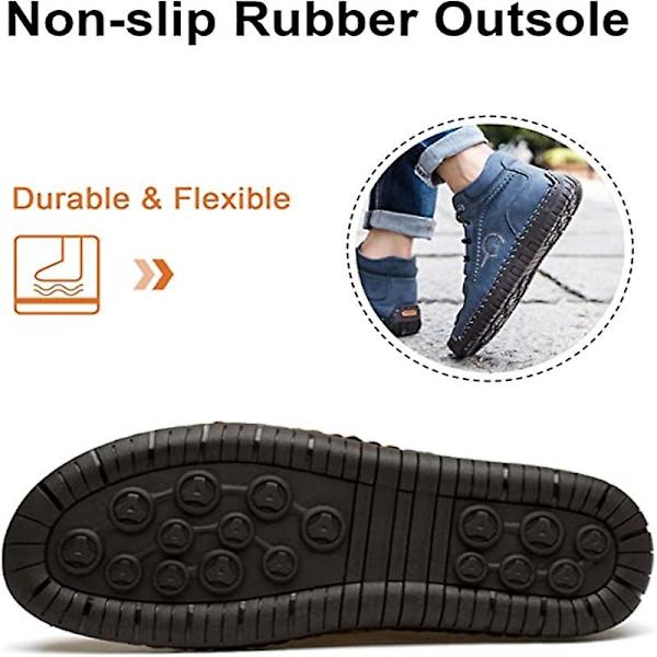 Herrskor Bekväma ankelstövlar Handsömmar Casual Herr Loafers Mjuk sula Andas Flats Skor Khaki 41