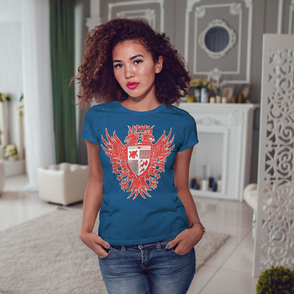 Sköld Röd fågel Mode Kvinnor Royal Bluet-shirt M