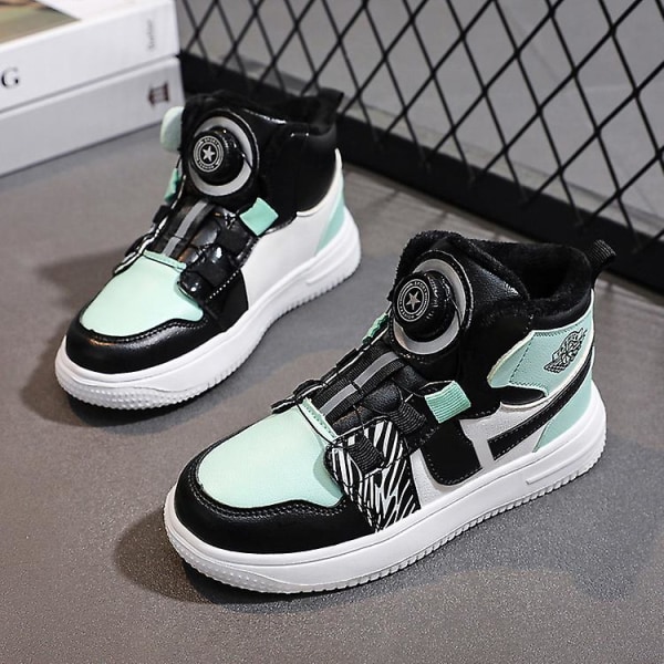 Sneakers för barn Löparskor med vridknapp Mode Pojkar Flickor Sportskor 2Lz708 BlackGreen 32