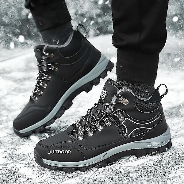 Vintersnöskor för män Halkfri Casual Lätt vandringskänga 2018 Black 45