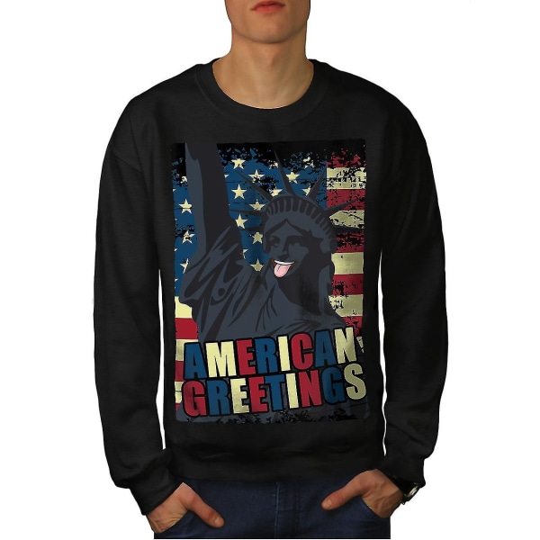 American Funy Flag Men Blacksweatshirt L