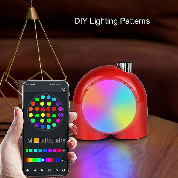 Divoom Planet-11 - Trådlös Smart Bordslampa, Programmerbar Mood Light med RGB LED,Röd