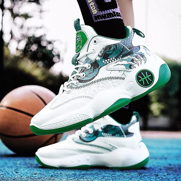 Basketskor för män Andas Sneakers Löparskor 3Aha502 WhiteGreen 41