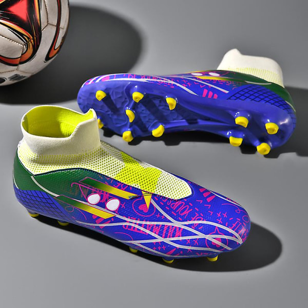 Fotbollsskor för män Fotbollsskor med hög ankel för vuxna Grästräning Sport Skor Sneakers 2Lkhu01 Purple 36