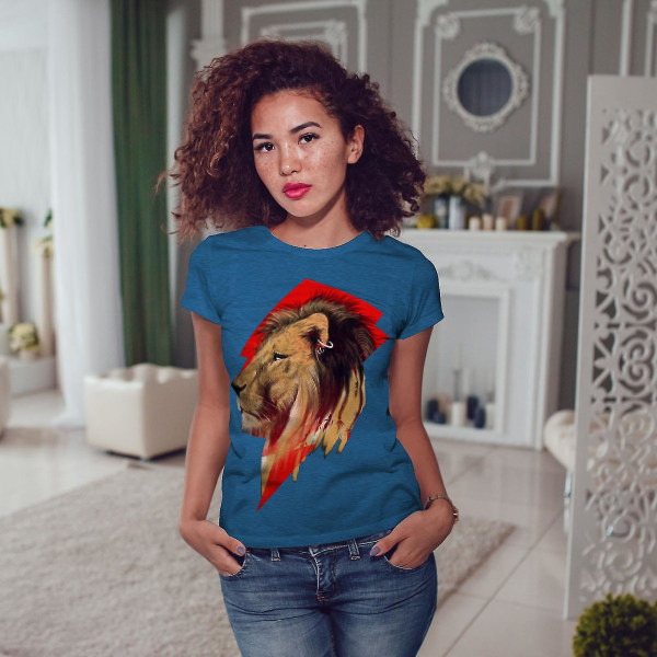 Tiger Head Face Animal Women Royal Bluet-shirt M