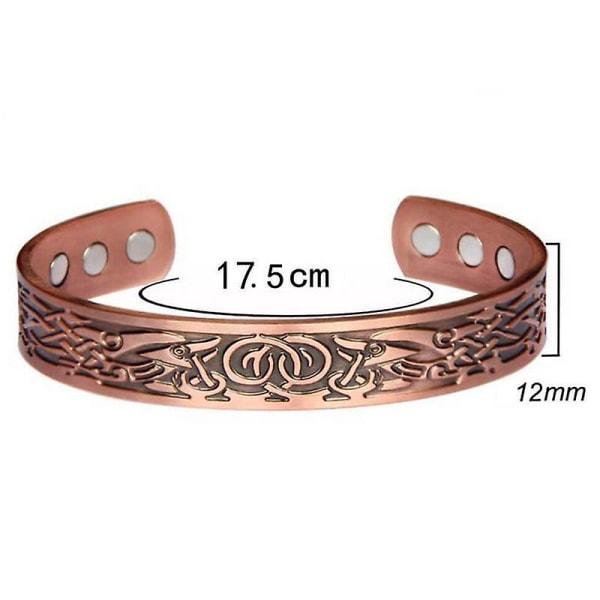 PDTO New Large Nordic Armband Solid Copper Magnetic
