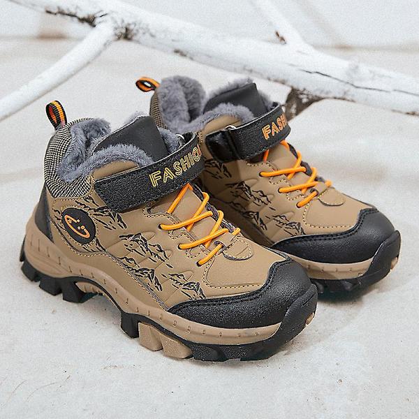 Pojkar Flick Sneakers Andas löparskor Barn Vinter Bomullsskor 833 LightBrown 30