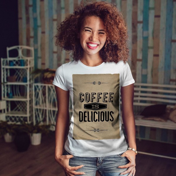 Coffee Delicious Slogan Whitet-shirt för kvinnor S