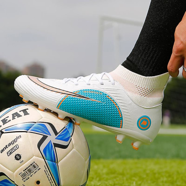 Fotbollsskor för män Halkfria fotbollsskor för herr, Gräs Fotbollssneakers Yj777 White 37
