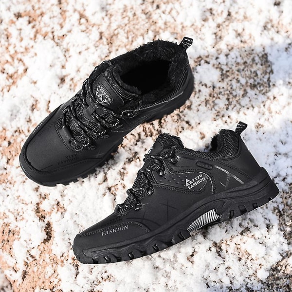 Vinter snösneakers för män Vattentåliga skor Anti-halk Casual Lätta vandringsskor 8527 Black 42