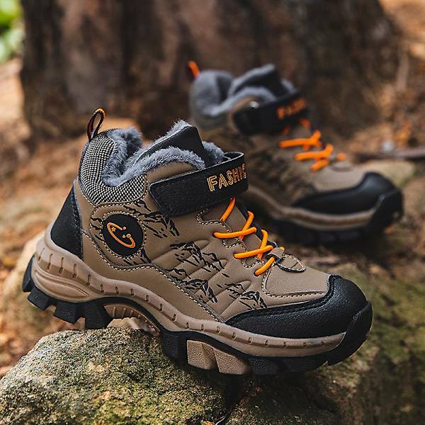 Barnsneakers Andas löparskor Mode Sportskor Vinter bomullsskor 833 LightBrown 34