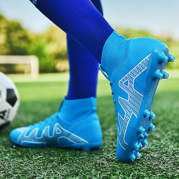 Fotbollsskor för män Halkfria fotbollsskor för herr Gräs Fotbollssneakers T22166 Blue 40