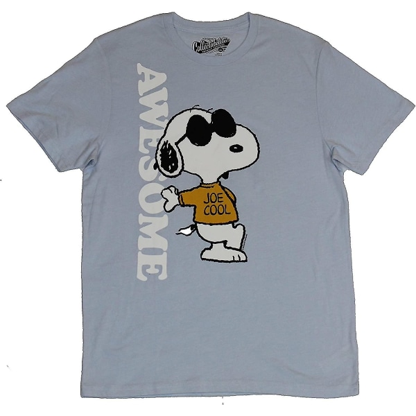 Peanuts Herr T-shirt - Snoopy Som Joe Cool lutar sig mot en fantastisk bild S