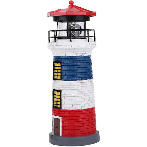 Solar Lighthouse, Led Solar Power Lighthouse Staty Roterande utomhus ljus Trädgård Yard gräsmatta