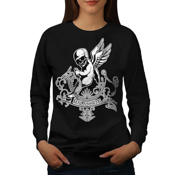 Baby Angel Skrämmande skalle Kvinnor Blacksweatshirt | Wellcoda L