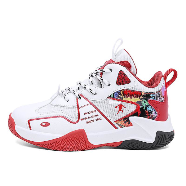 Barn Sneakers Pojkar Basketskor Halkfria Barn Sportskor 3Bs658 WhiteRed 34