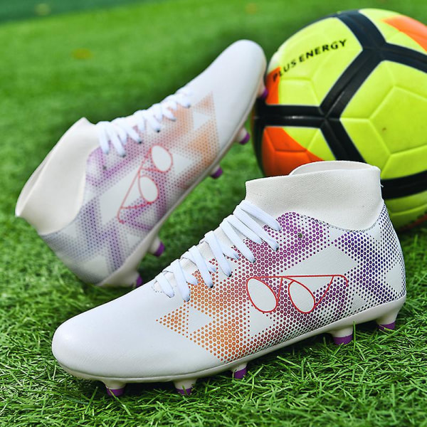 Fotbollsskor för män Spikes Fotbollsskor för ungdomar Stövlar Athletic Sneaker 3Dk05 WhitePurple 36