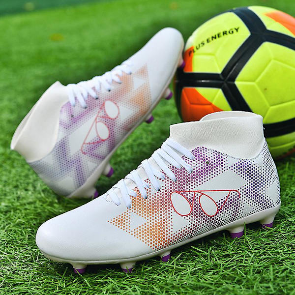Fotbollsskor för män Spikes Fotbollsskor för ungdomar Stövlar Athletic Sneaker 3Dk05 WhitePurple 39