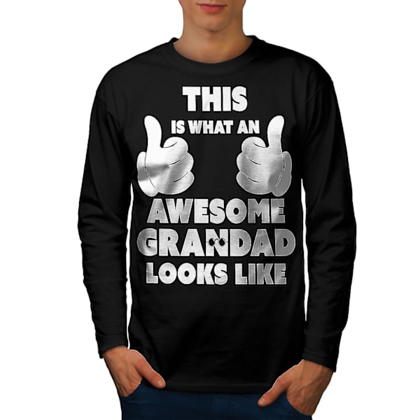 Fantastisk morfar roliga män svart långärmad T-shirt XL