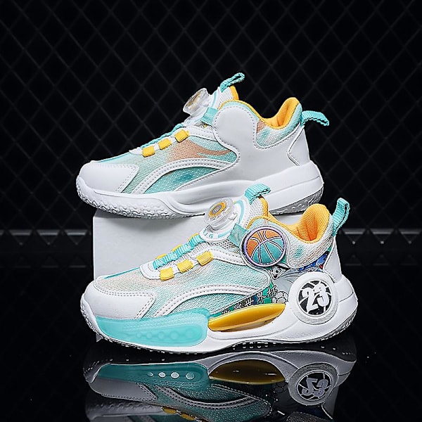 Barn Sneakers Pojkar Basketskor Halkfria Barn Sportskor 3B2317 Cyan 34
