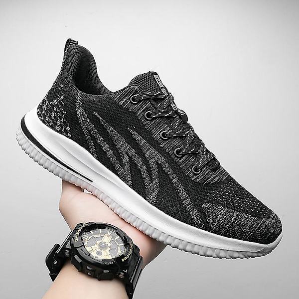 Herr Fly Weaving Sneakers Andas löparskor Mode Sportskor 3A706 BlackWhite 44