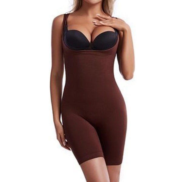 Body Shapewear Helkroppsformare Sömlös Korsett Waist trainer Kvinnor Bantning Slida Magformare Magen Smal Samla bröst, brun 3XL