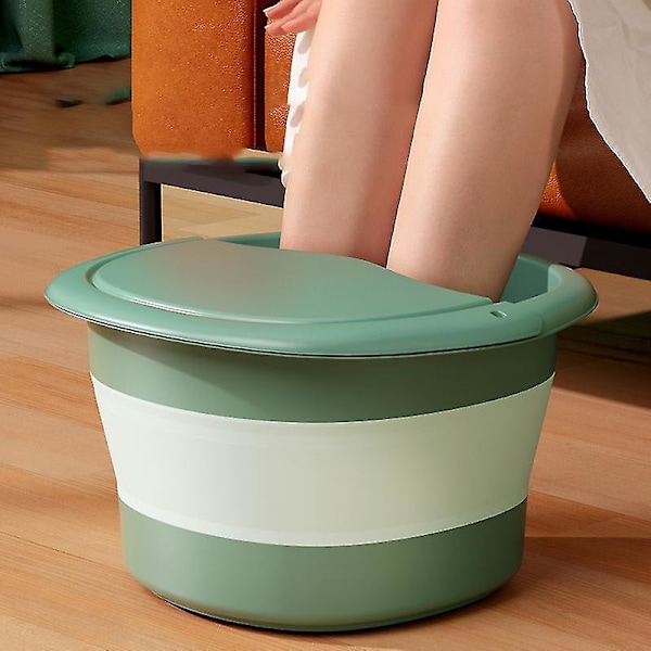 Vikbar Foot Spa hink Multifunktion Fotbad Massage fat Professionella fötter BlueYellow With Cover