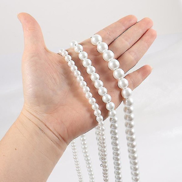 2022 New Fashion Imitation Pearl Herrhalsband Enkel Klassisk Bredd 6/8 55cm 6mm