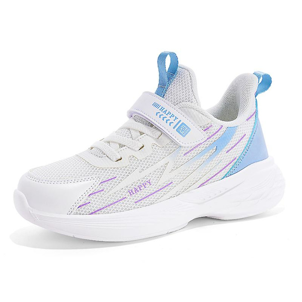 Sneakers för barn för pojkar, flickor, löpning tennisskor, lätt andas, sport, atletisk 3B2039 White 34