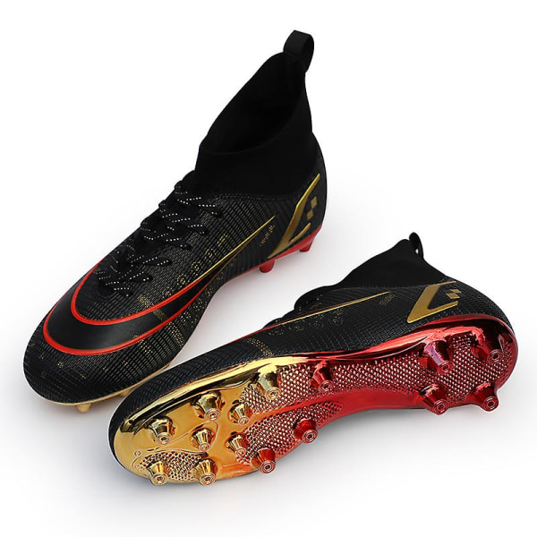 Fotbollsskor för män Fotbollsskor med hög ankel för vuxna Grästräning Sport Skor Sneakers Yj209 Black 38