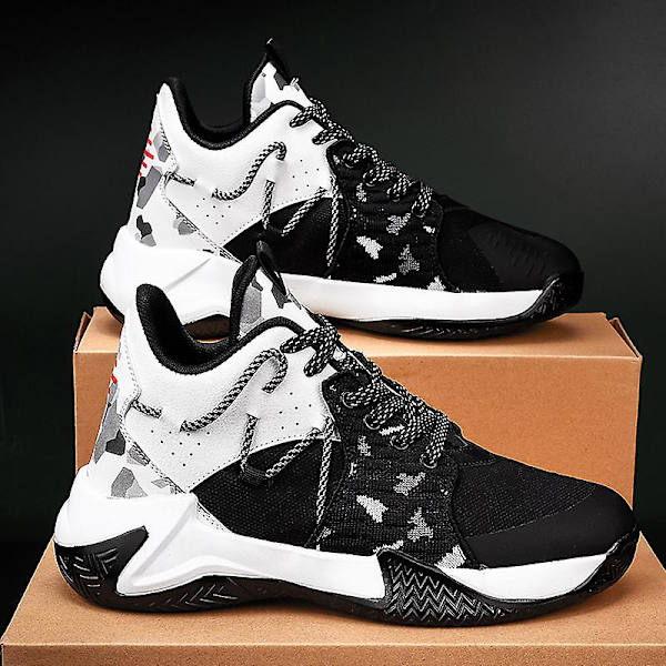 Basketskor för män Mode Halkfria sneakers Andas sportskor G011 Black 41