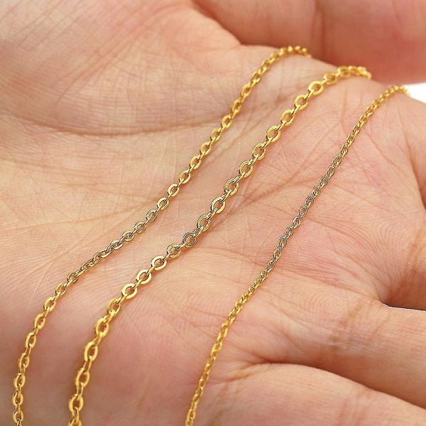 10 meter 1/1,5/2 mm guld rostfritt stål kedja halsband DIY O form kors kedjor för armband Smycketillverkningskomponenter