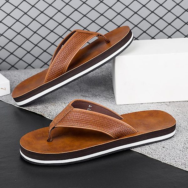 Herrflip-flops stringtrosor Sandaler Komforttofflor för stranden 3C5529 Brown 39