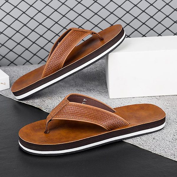 Herrflip-flops stringtrosor Sandaler Komforttofflor för stranden 3C5529 Brown 41