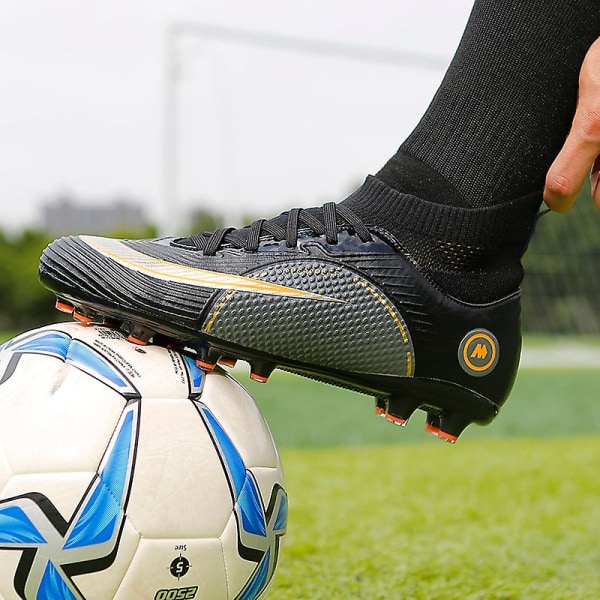 Fotbollsskor för män Halkfria fotbollsskor för herr, Gräs Fotbollssneakers Yj777 Black 37