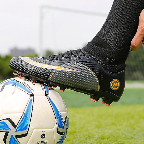 Fotbollsskor för män Halkfria fotbollsskor Klossar Gräs Fotbollssneakers Yj777 Black 45